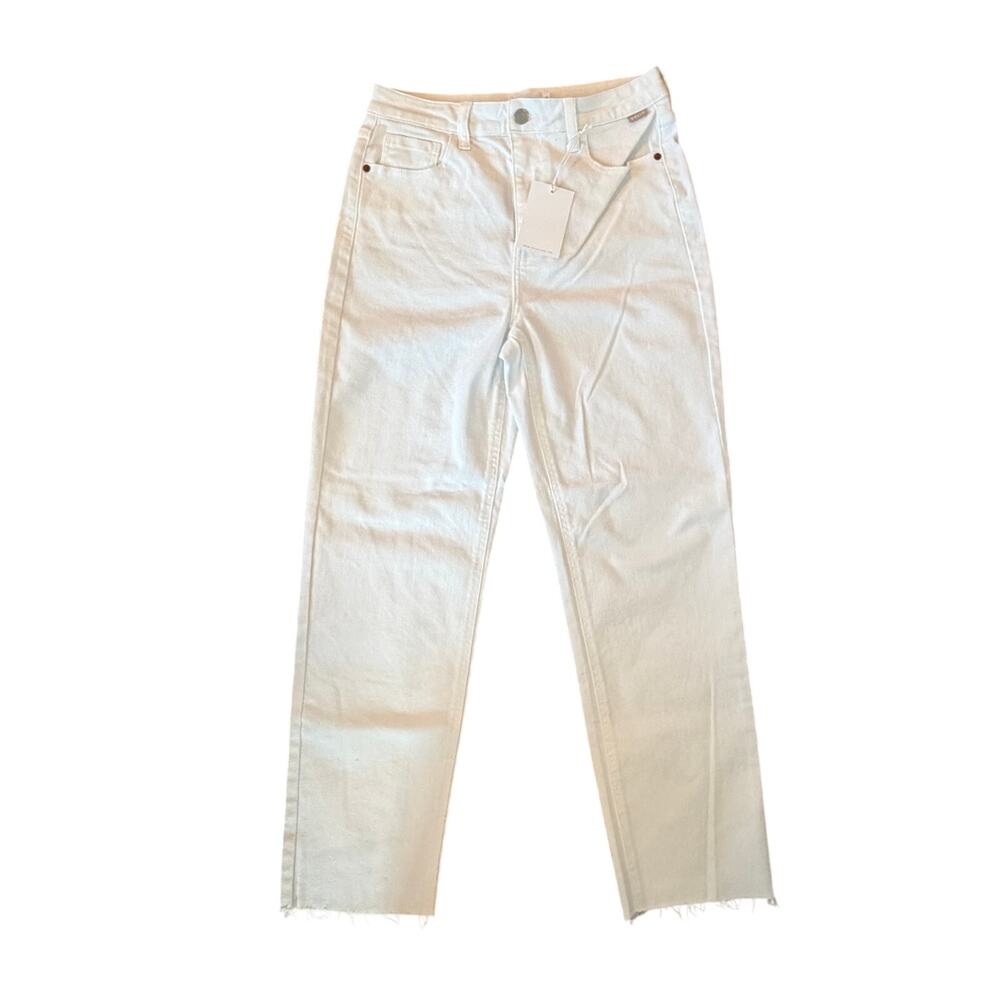 Cello NWT White High Rise Straight Raw Hem Denim Jeans Womens Size 7